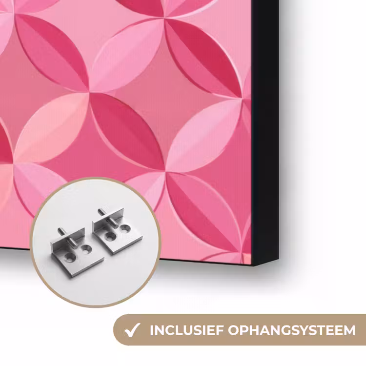 Geometrisch - Mozaïek - Modern - Roze Textielframe zwart klein 947 -USP_ophangsysteemNL