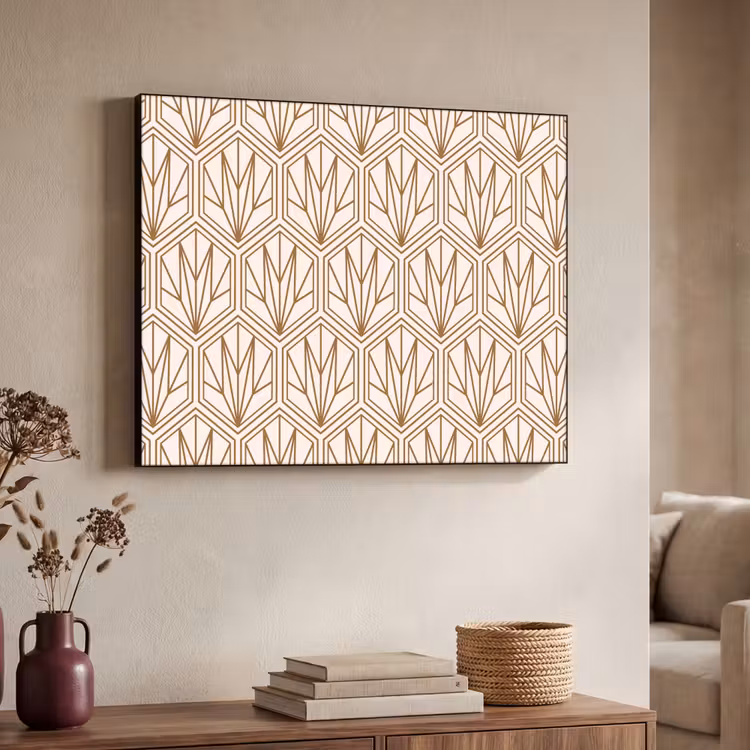 Geometrisch - Patroon - Beige Textielframe - compleet frame klein 947 -sfeer3