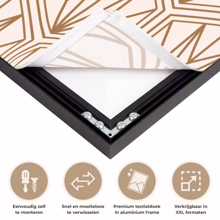 Geometrisch - Patroon - Beige Textielframe zwart klein 947 -USP_closeupNL