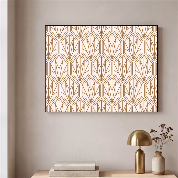 Geometrisch - Patroon - Beige Textielframe zwart klein 947 -sfeer2