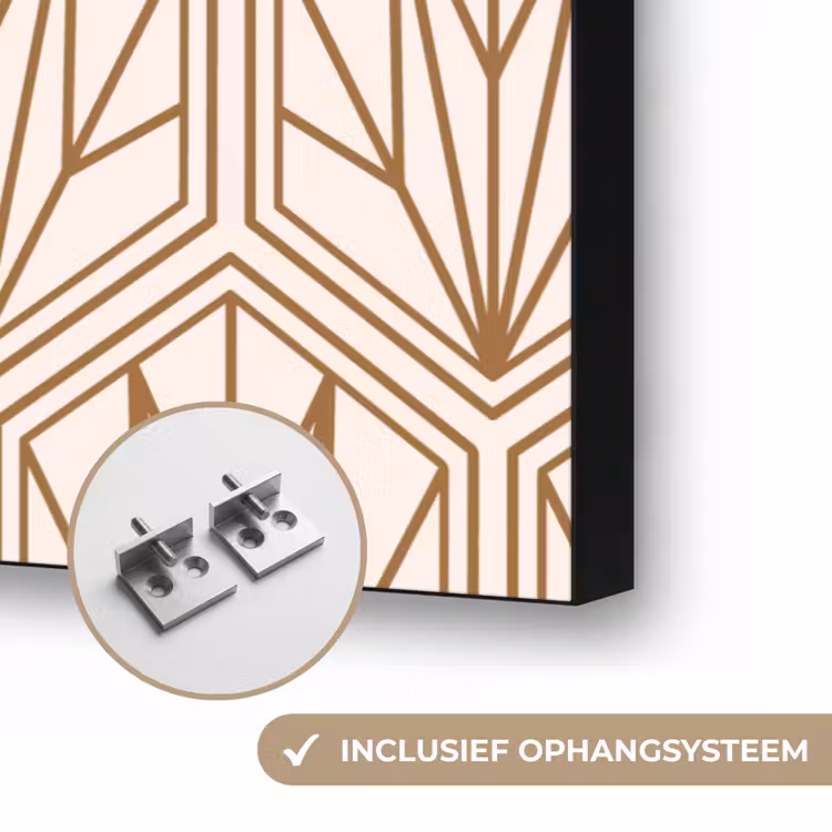 Geometrisch - Patroon - Beige Textielframe zwart klein 947 -USP_ophangsysteemNL