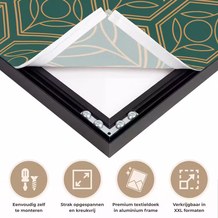 Geometrisch - Patroon - Groen Textielframe zwart klein 947 -USP_feed_closeupNL