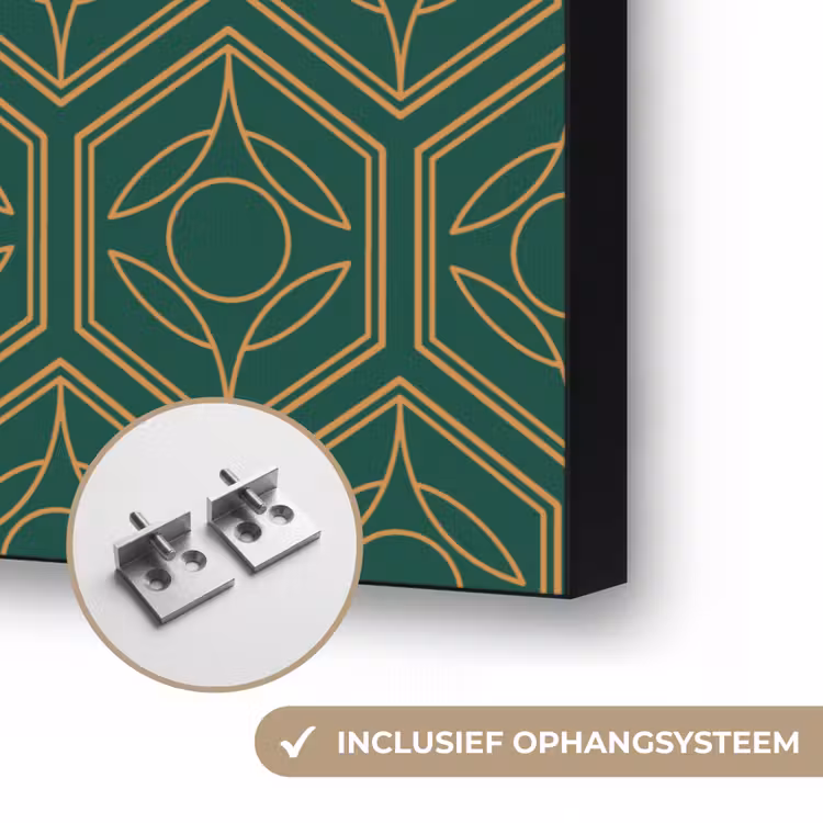 Geometrisch - Patroon - Groen Textielframe zwart klein 947 -USP_ophangsysteemNL