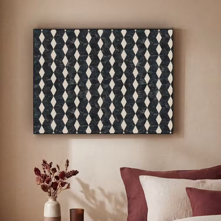 Geometrisch - Patroon - Marmer - Groen Textielframe zwart klein 947 -sfeer1