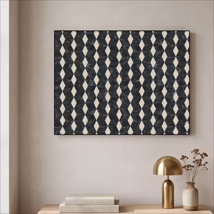 Geometrisch - Patroon - Marmer - Groen Textielframe zwart klein 947 -sfeer2