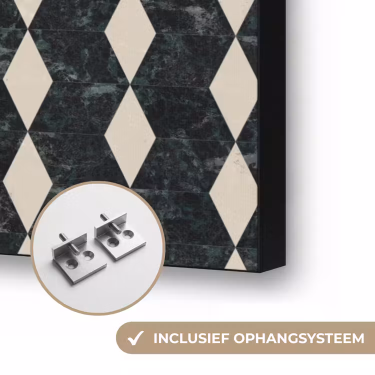 Geometrisch - Patroon - Marmer - Groen Textielframe zwart klein 947 -USP_ophangsysteemNL