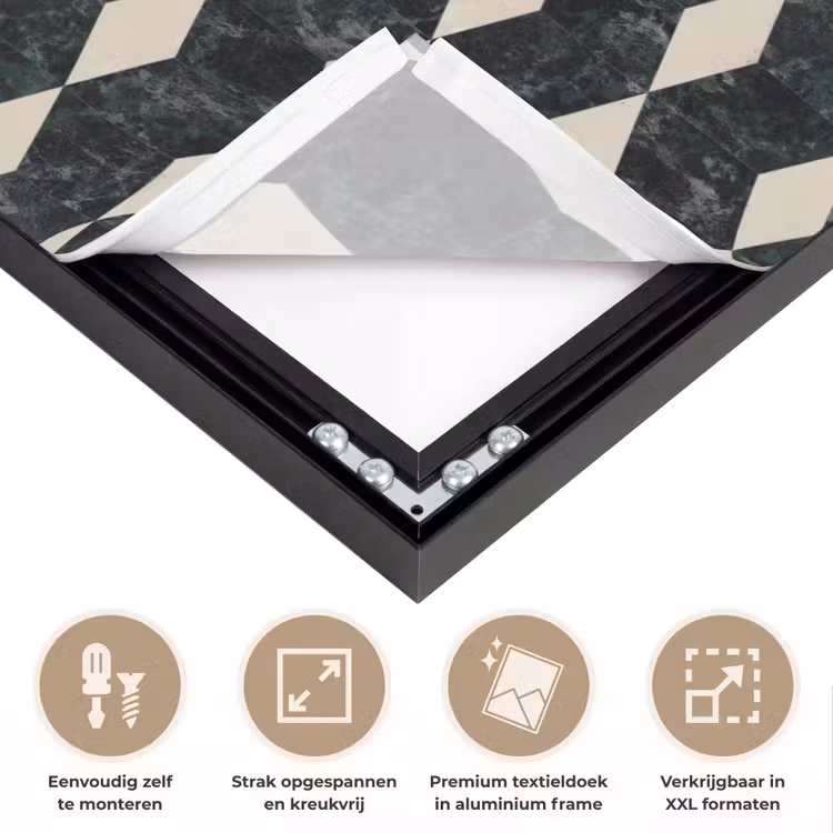 Geometrisch - Patroon - Marmer - Groen Textielframe zwart klein 947 -USP_feed_closeupNL