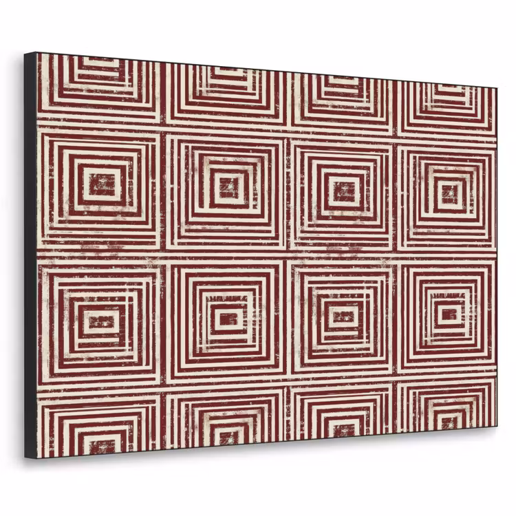 Geometrisch - Patroon - Rood Textielframe zwart klein 947 -3d