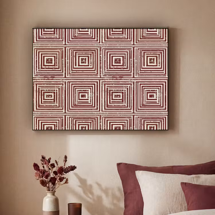 Geometrisch - Patroon - Rood Textielframe zwart klein 947 -sfeer1