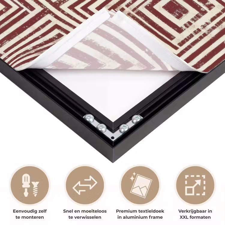 Geometrisch - Patroon - Rood Textielframe zwart klein 947 -USP_closeupNL
