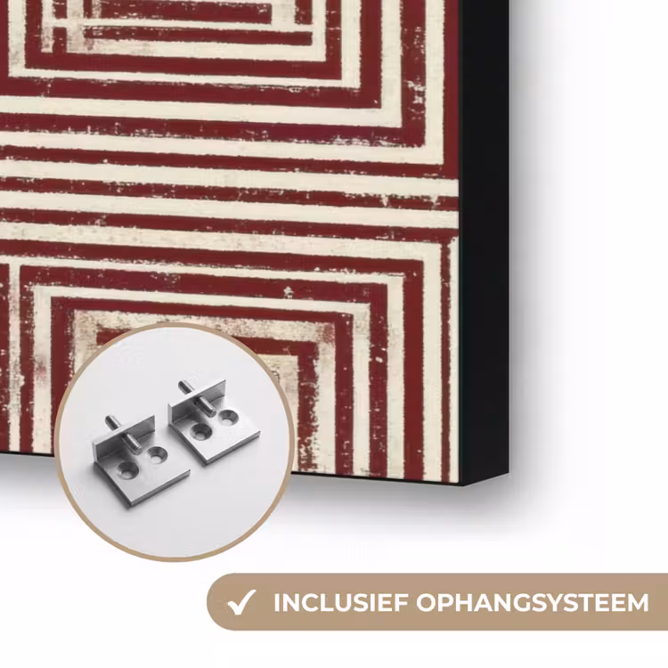 Geometrisch - Patroon - Rood Textielframe zwart klein 947 -USP_ophangsysteemNL