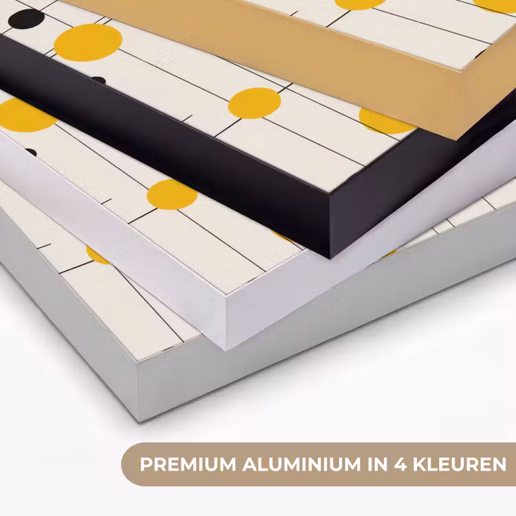 Geometrisch - Retro - Lijnen - Okergeel - Zwart Textielframe zwart klein 947 -USP_kleurenNL