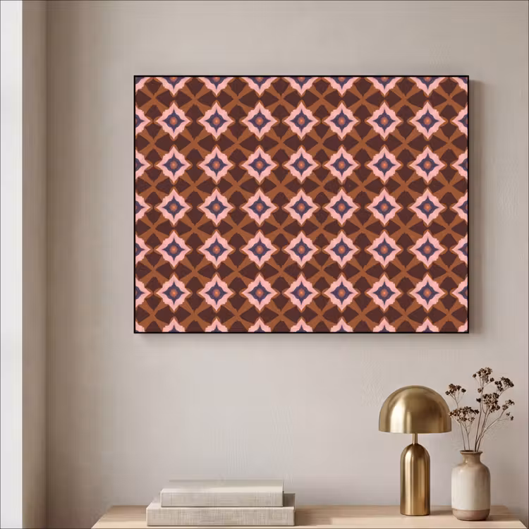 Geometrisch - Sierlijk - Bruin Textielframe zwart klein 947 -sfeer2