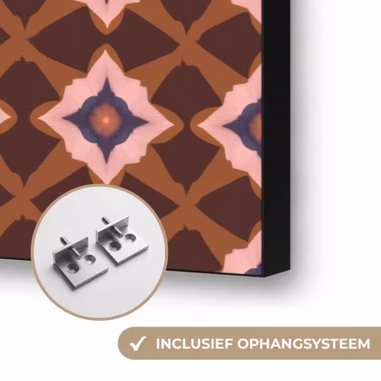 Geometrisch - Sierlijk - Bruin Textielframe zwart klein 947 -USP_ophangsysteemNL