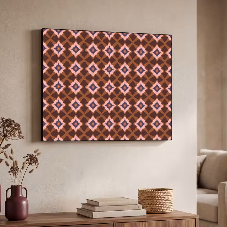 Geometrisch - Sierlijk - Bruin Textielframe zwart klein 947 -sfeer3