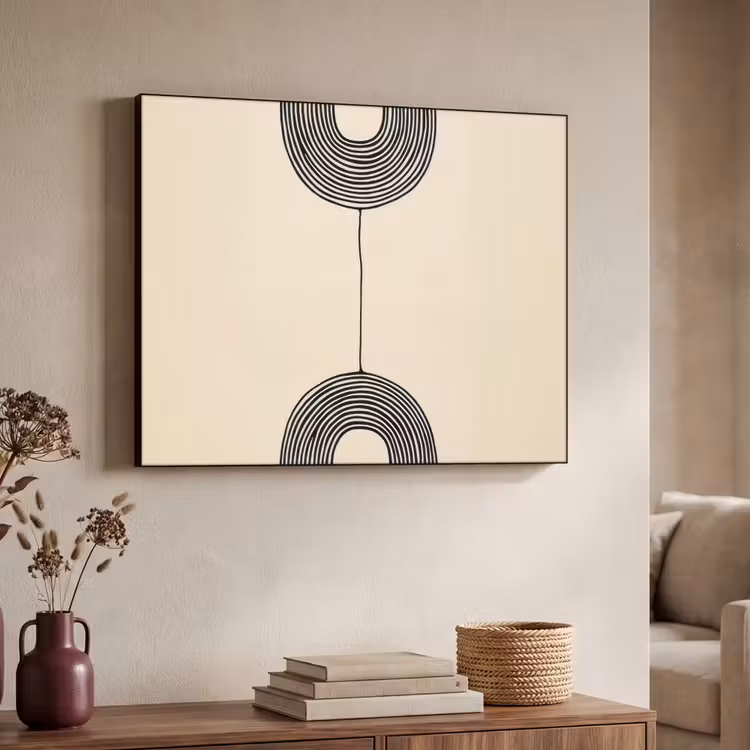 Geometrische bogen - Minimalistisch - Symmetrisch Textielframe - compleet frame klein -sfeer3