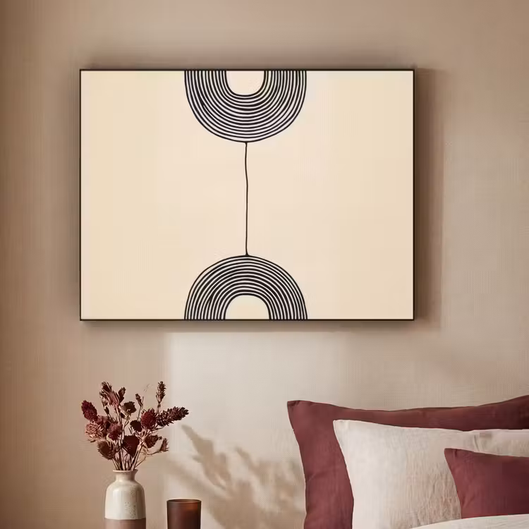 Geometrische bogen - Minimalistisch - Symmetrisch Textielframe zwart klein -sfeer1