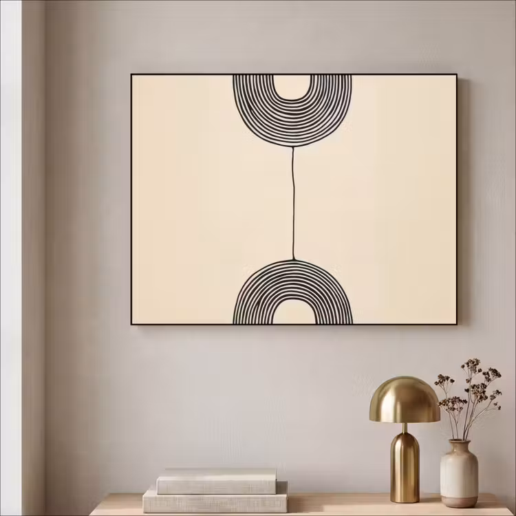 Geometrische bogen - Minimalistisch - Symmetrisch Textielframe zwart klein -sfeer2