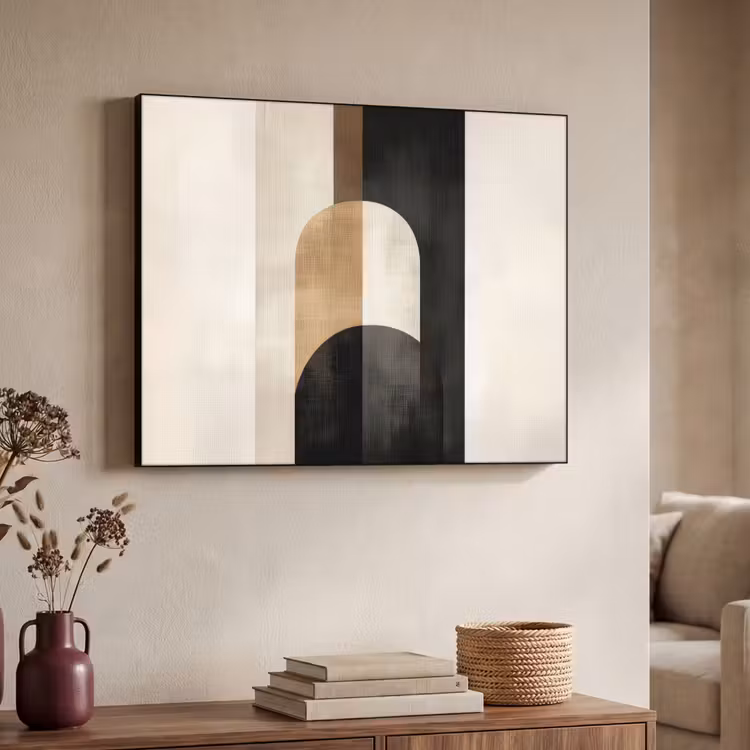 Geometrische - Vormen - Wit Textielframe zwart klein -sfeer3