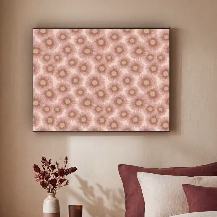 Gerbera - Bloemen - Roze Textielframe zwart klein 947 -sfeer1