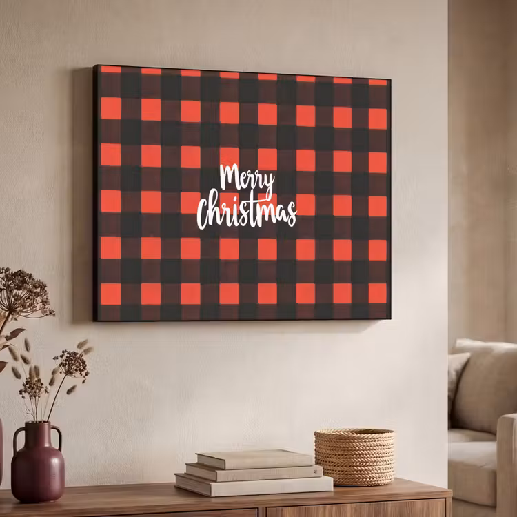 Geruit - Rood - Tekst - Christmas Textielframe - compleet frame klein -sfeer3