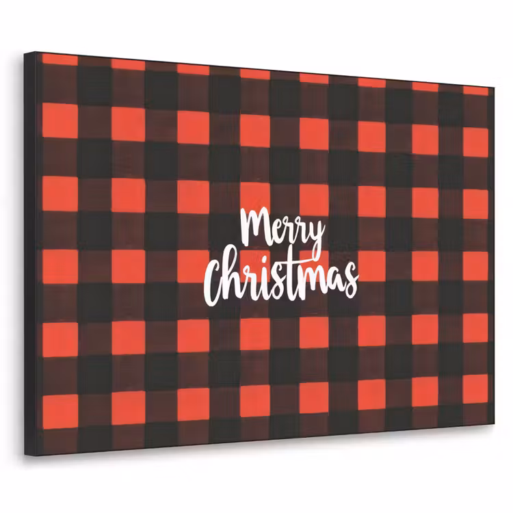 Geruit - Rood - Tekst - Christmas Textielframe zwart klein -3d