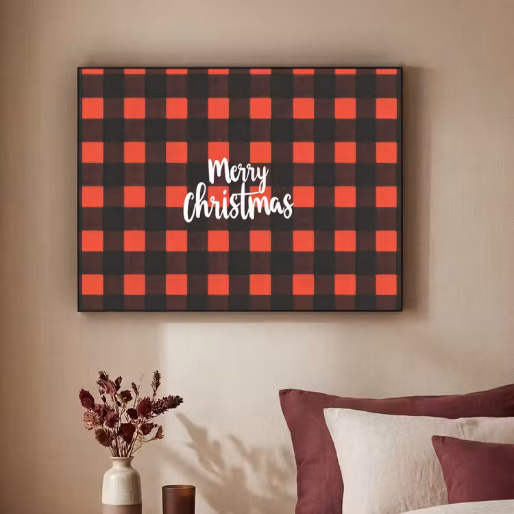Geruit - Rood - Tekst - Christmas Textielframe - compleet frame klein -sfeer1