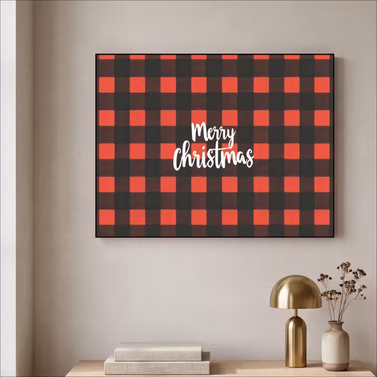 Geruit - Rood - Tekst - Christmas Textielframe zwart klein -sfeer2