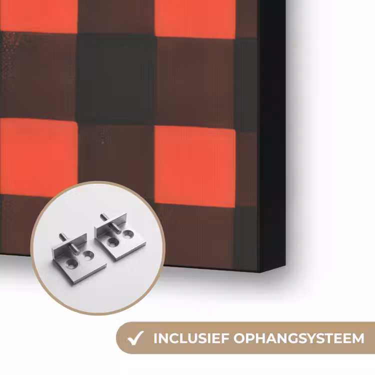 Geruit - Rood - Tekst - Christmas Textielframe zwart klein -USP_ophangsysteemNL