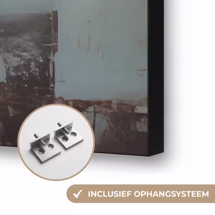 Geschilderd - Abstract - Uil - Bruin Textielframe zwart klein -USP_ophangsysteemNL