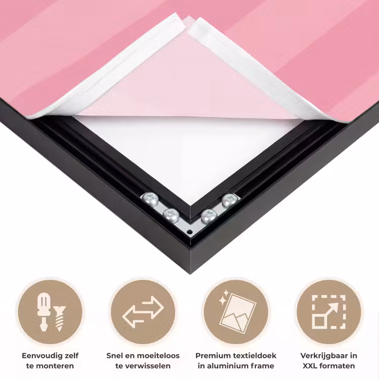 Gestreept - Roze - Chéri Textielframe zwart klein -USP_closeupNL