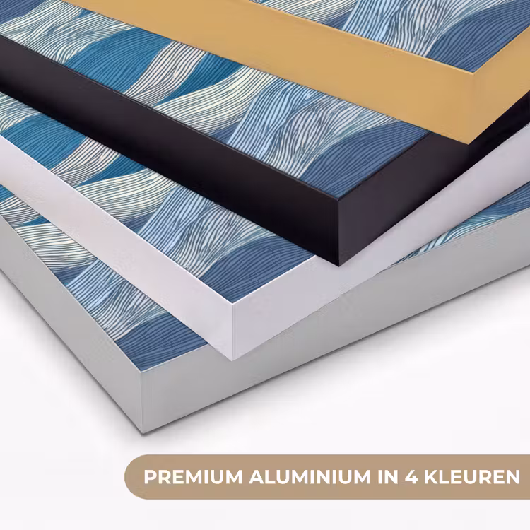 Getekend - Blauw - Wit - Golvend - Streepjes Textielframe zwart klein 947 -USP_kleurenNL