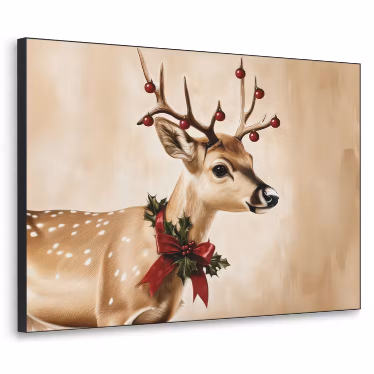 Gewei - Kerst - Rendier - Rood Textielframe zwart klein -3d