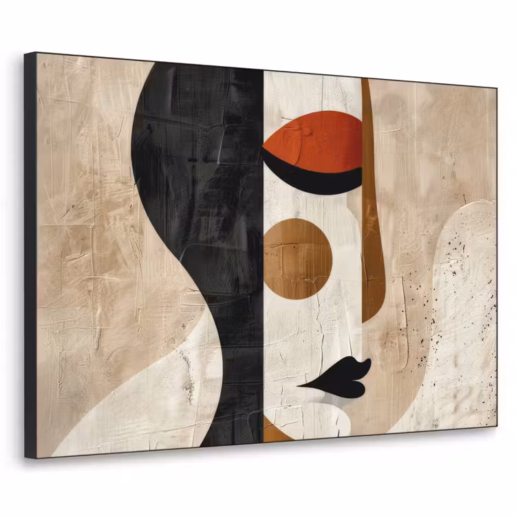 Gezicht - Abstract - Kunst - Vormen Textielframe - compleet frame klein -3d