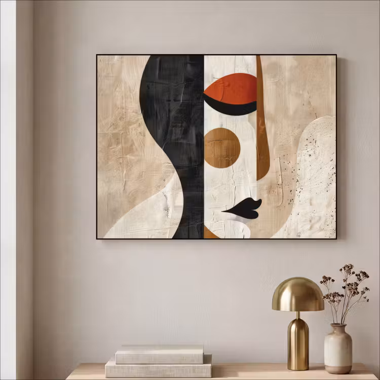 Gezicht - Abstract - Kunst - Vormen Textielframe zwart klein -sfeer2