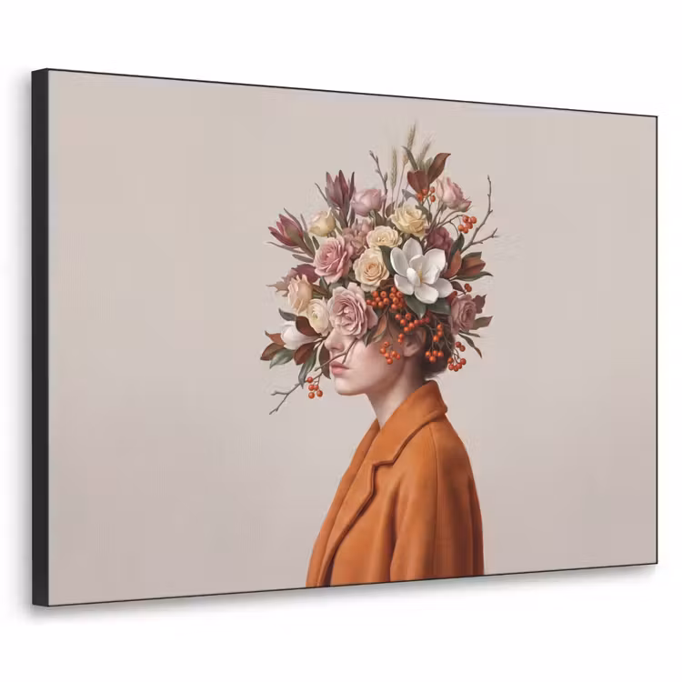 Gezicht - Boeket - Kleurrijk Textielframe zwart klein -3d