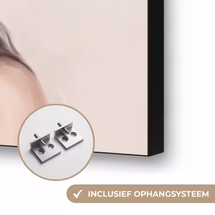 Gezicht - Pioenrozen - Crème Textielframe zwart klein -USP_ophangsysteemNL