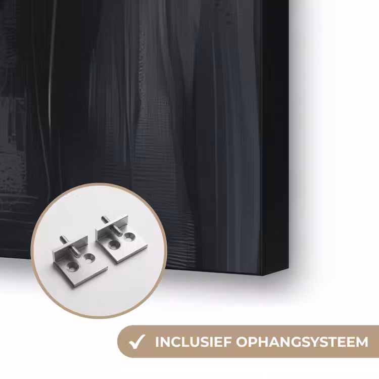 Gezicht - Vrouw - Penseelstreken - Abstract Textielframe zwart klein -USP_ophangsysteemNL
