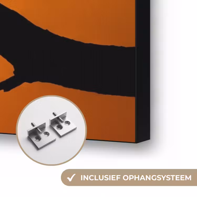 Gier - Tak - Zon - Oranje Textielframe zwart klein -USP_ophangsysteemNL