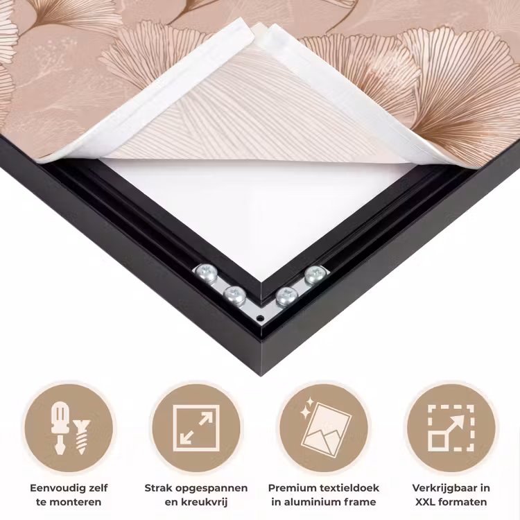 Ginkgo - Patroon - Roze Textielframe zwart klein 947 -USP_feed_closeupNL