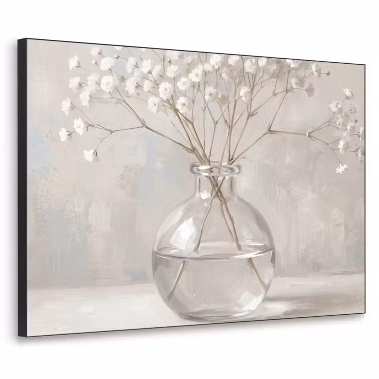 Gipskruid - Vaas - Wit Textielframe zwart klein -3d