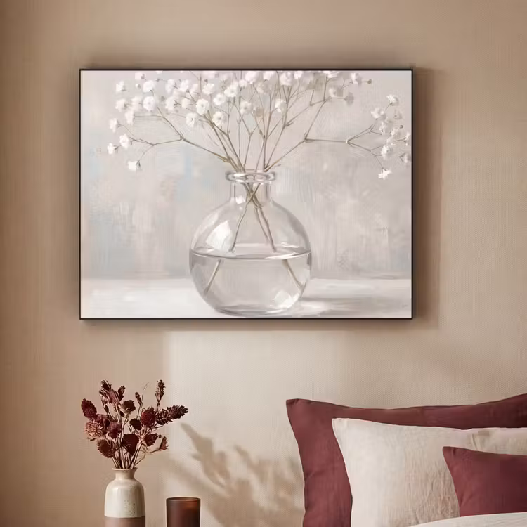 Gipskruid - Vaas - Wit Textielframe zwart klein -sfeer1