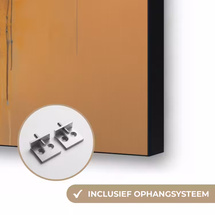 Giraf - Bruin - Abstract - Geschilderd Textielframe zwart klein -USP_ophangsysteemNL