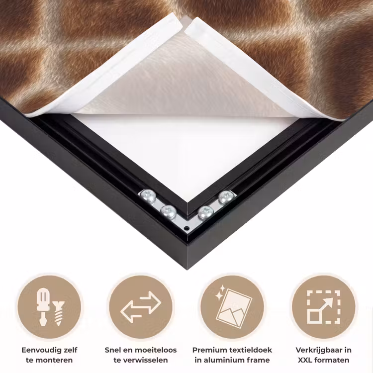 Giraf - Bruin - Vacht Textielframe zwart klein 947 -USP_closeupNL