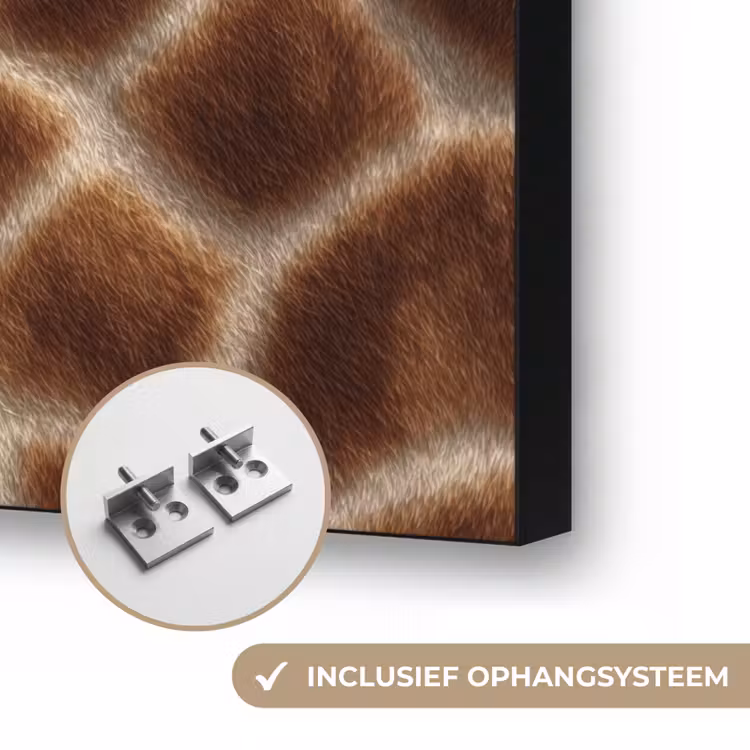 Giraf - Bruin - Vacht Textielframe zwart klein 947 -USP_ophangsysteemNL
