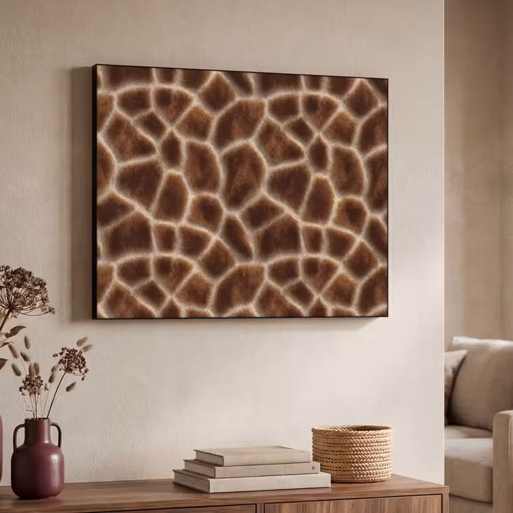 Giraf - Bruin - Vacht Textielframe zwart klein 947 -sfeer3