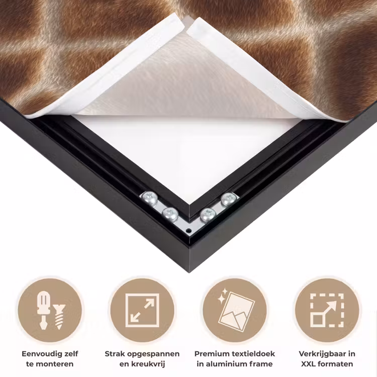 Giraf - Bruin - Vacht Textielframe zwart klein 947 -USP_feed_closeupNL