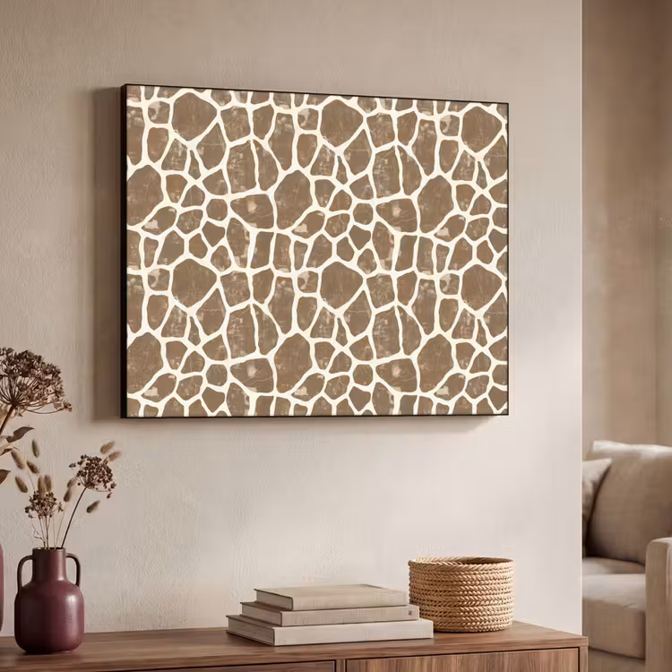 Giraf - Klassiek - Bruin Textielframe zwart klein 947 -sfeer3