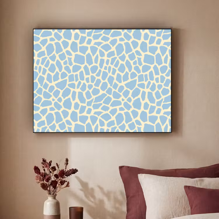 Giraf - Modern - Blauw Textielframe zwart klein 947 -sfeer1