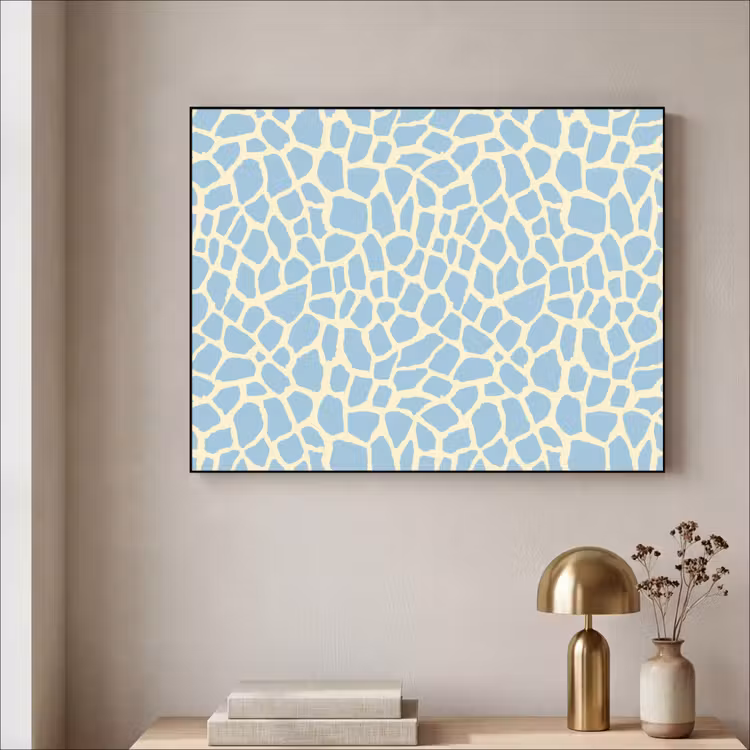 Giraf - Modern - Blauw Textielframe zwart klein 947 -sfeer2